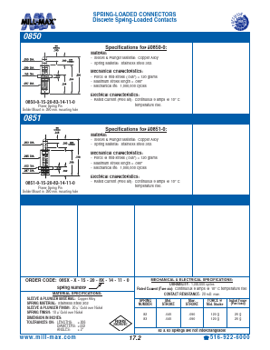 0851-0-15-20-82-14-11-0 Datasheet PDF Mill-Max Mfg. Corp.