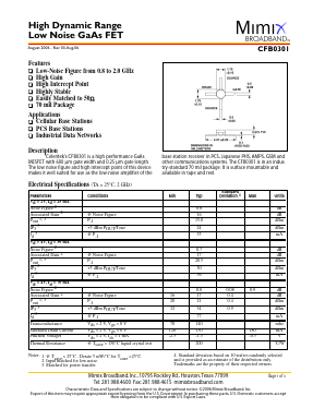 CFB0301-000T Datasheet PDF Mimix Broadband