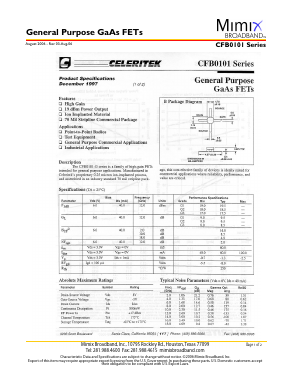 CFB0101-G Datasheet PDF Mimix Broadband