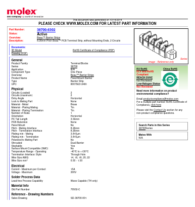 70502-C Datasheet PDF Molex Connectors