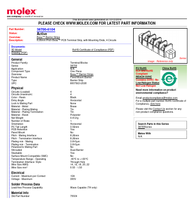 70504 Datasheet PDF Molex Connectors