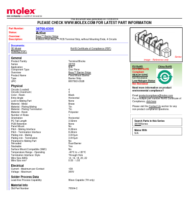 38700-6304 Datasheet PDF Molex Connectors