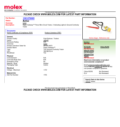 1301270005 Datasheet PDF Molex Connectors