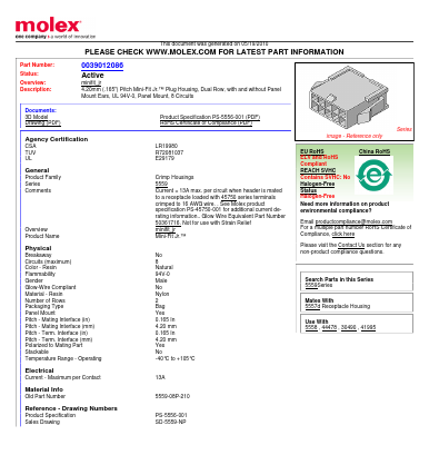 5559-08P-210 Datasheet PDF Molex Connectors