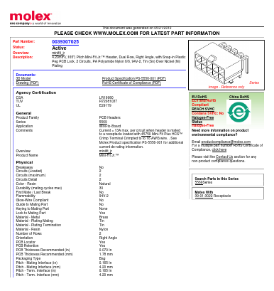 5569-02A2S Datasheet PDF Molex Connectors