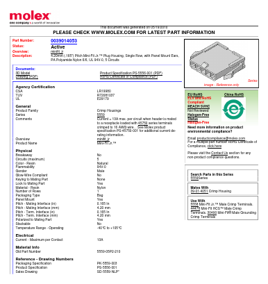 5559-05P2-210 Datasheet PDF Molex Connectors