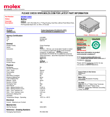 5559-08P1 Datasheet PDF Molex Connectors