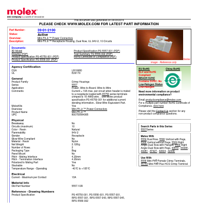5557-10R Datasheet PDF Molex Connectors