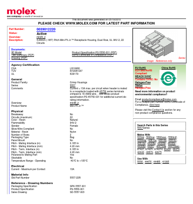 5557-22R Datasheet PDF Molex Connectors