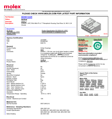0039012245 Datasheet PDF Molex Connectors