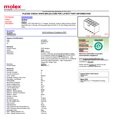 5566-02B Datasheet PDF Molex Connectors
