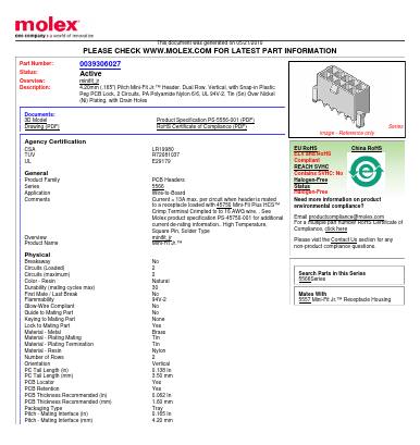 0039306027 Datasheet PDF Molex Connectors