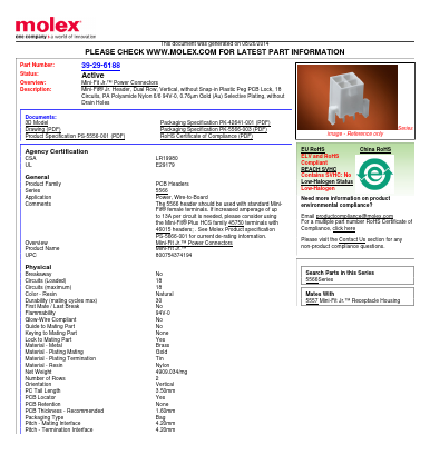 39-29-6188 Datasheet PDF Molex Connectors
