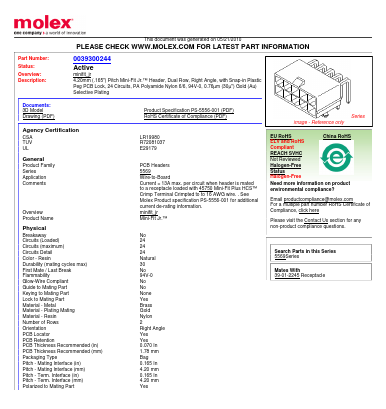 0039300244 Datasheet PDF Molex Connectors