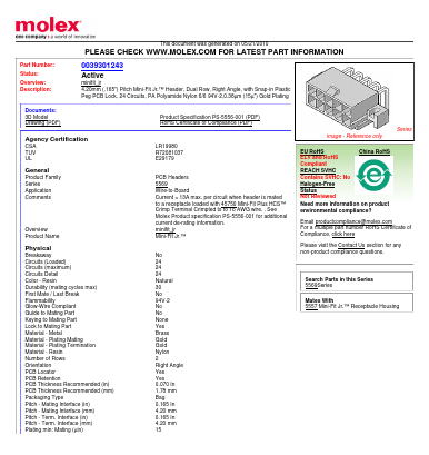 39-30-1243 Datasheet PDF Molex Connectors