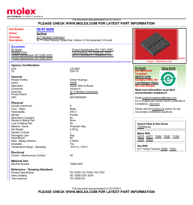 50-57-9008 Datasheet PDF Molex Connectors