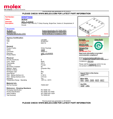 50-57-9008 Datasheet PDF Molex Connectors