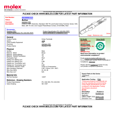 0039000323 Datasheet PDF Molex Connectors