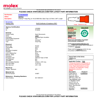 A-869T Datasheet PDF Molex Connectors