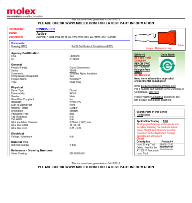 A-869 Datasheet PDF Molex Connectors