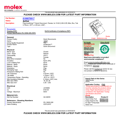 AA-2223X Datasheet PDF Molex Connectors