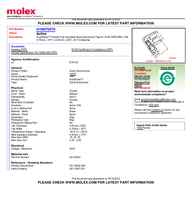 AA-2223V Datasheet PDF Molex Connectors