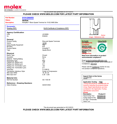 AA-1109-04 Datasheet PDF Molex Connectors