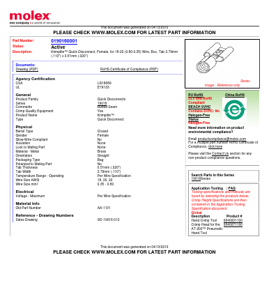 AA-1131 Datasheet PDF Molex Connectors