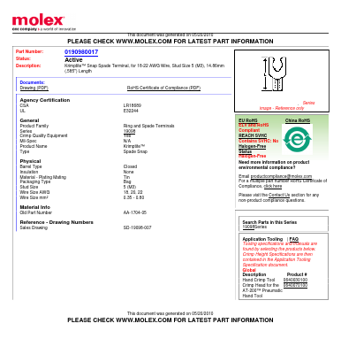 AA-1704-05 Datasheet PDF Molex Connectors