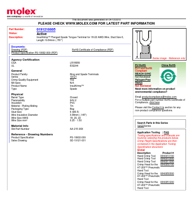 AA-215-06X Datasheet PDF Molex Connectors
