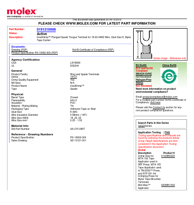 AA-215-08XT Datasheet PDF Molex Connectors