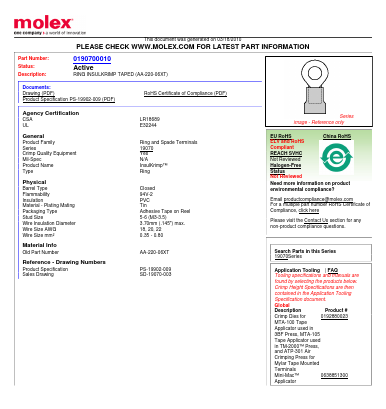 0190700010 Datasheet PDF Molex Connectors