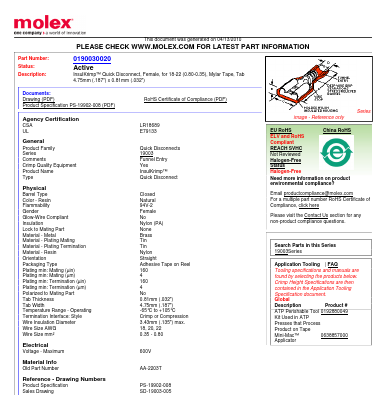 AA-2203T Datasheet PDF Molex Connectors