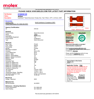 AA-2203V Datasheet PDF Molex Connectors