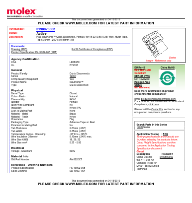 AA-2220XT Datasheet PDF Molex Connectors