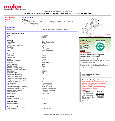 AA-8131 Datasheet PDF Molex Connectors