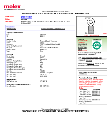 AA-821-10 Datasheet PDF Molex Connectors