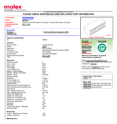 90160 Datasheet PDF Molex Connectors