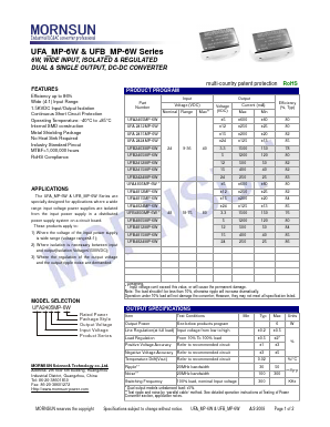 UFA2405MP-6W Datasheet PDF MORNSUN Science& Technology Ltd.