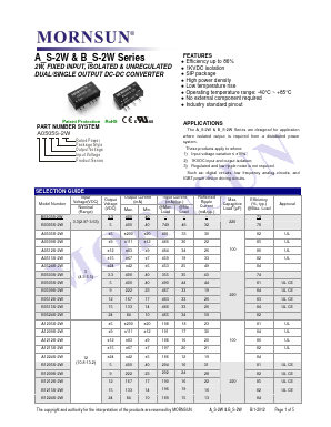 B0303S-2W Datasheet PDF MORNSUN Science& Technology Ltd.