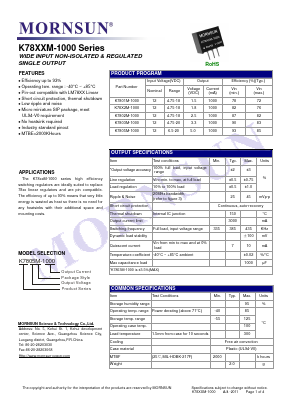 K7802M-1000 Datasheet PDF MORNSUN Science& Technology Ltd.