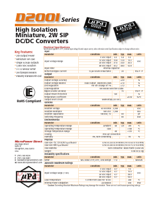 D216I Datasheet PDF MicroPower Direct, LLC