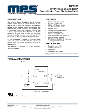 MP6205 Datasheet PDF Monolithic Power Systems