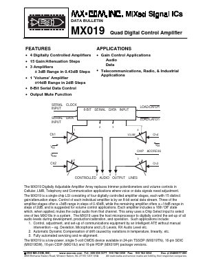 MX019DW Datasheet PDF MX-COM Inc 