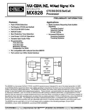 MX828P Datasheet PDF MX-COM Inc 