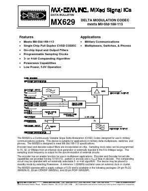 MX629J Datasheet PDF MX-COM Inc 
