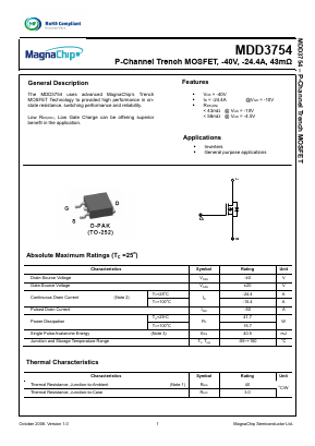 MDD3754RH Datasheet PDF MagnaChip Semiconductor