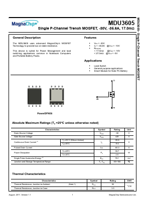 MDU3605 Datasheet PDF MagnaChip Semiconductor