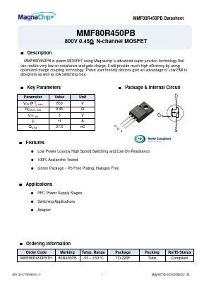 MMF80R450PBTH Datasheet PDF MagnaChip Semiconductor
