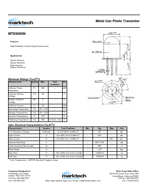 MTD8000N Datasheet PDF Marktech Optoelectronics